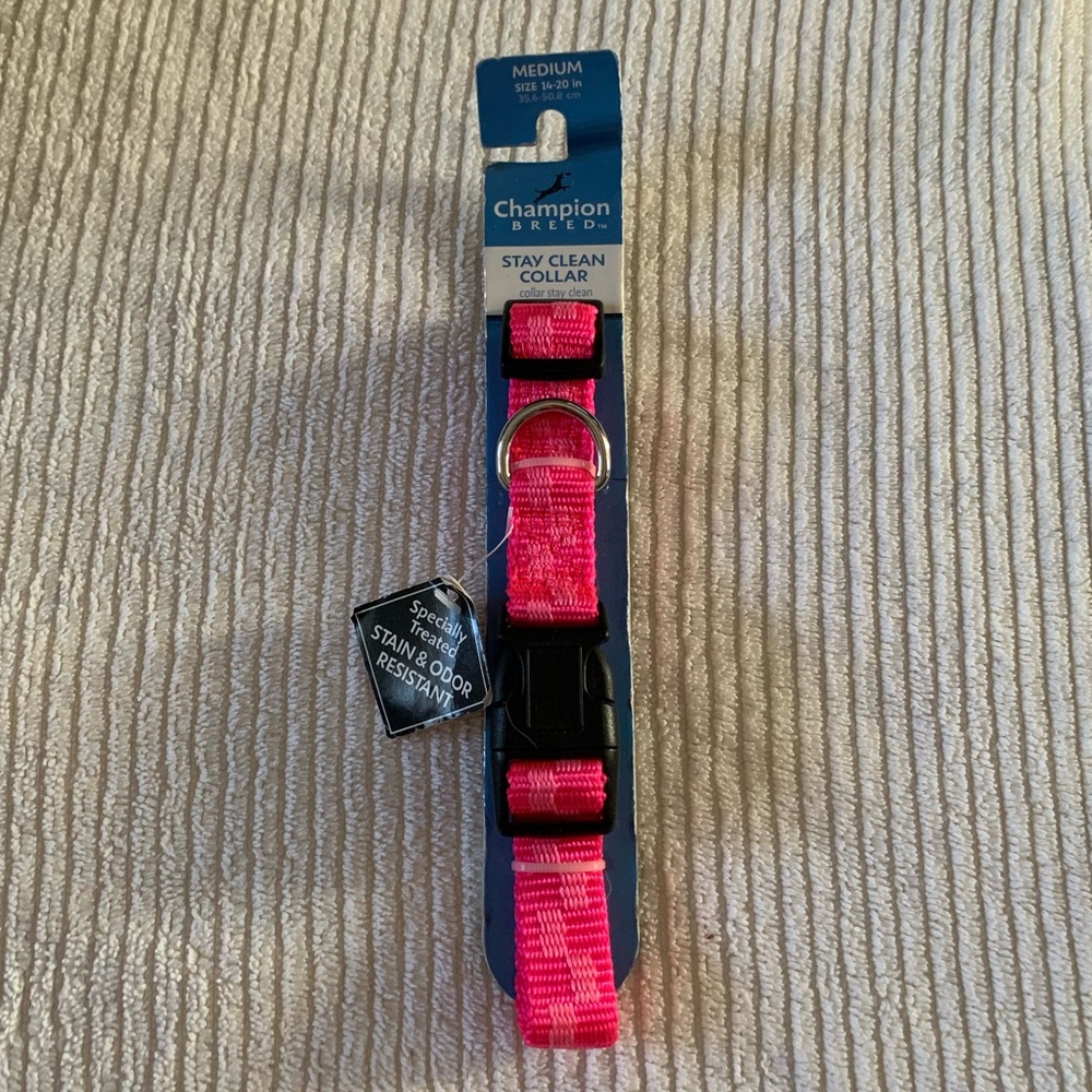 pink medium adjustable dog collar